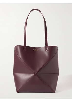 Loewe - Puzzle Fold Convertible Medium Leather Tote - Burgundy - One size