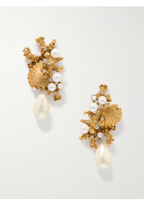 Jennifer Behr - Reef Gold-plated, Faux Pearl And Crystal Earrings - One size
