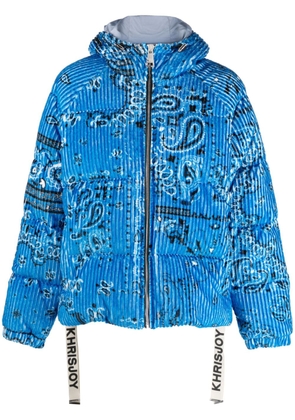 Khrisjoy paisley-print corduroy padded jacket - Blue