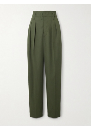 LEMAIRE - Pleated Wool Tapered Pants - Green - xx small,x small,small,medium,large,x large