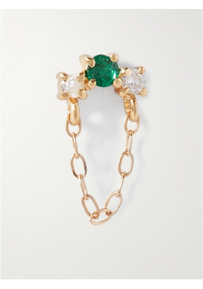 STONE AND STRAND - Green Goddess 14-karat Gold, Emerald And Diamond Single Earring - One size