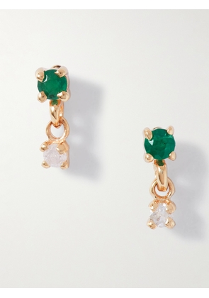 STONE AND STRAND - Green Goddess 14-karat Gold, Emerald And Diamond Earrings - One size