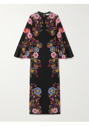 Borgo de Nor - Finley Floral-printed Silk-crepe Maxi Dress - Black - UK 8,UK 10,UK 12,UK 14,UK 16