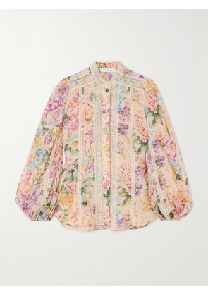 Zimmermann - Halliday Lace-trimmed Floral-print Cotton-voile Shirt - Multi - 00,0,1,2,3,4
