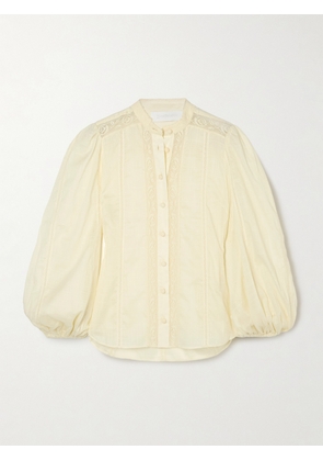 Zimmermann - Halliday Lace-trimmed Cotton-voile Shirt - Cream - 00,0,1,2,3,4
