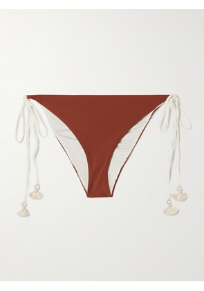 Johanna Ortiz - Rímac Tasseled Ruched Bikini Briefs - Orange - x small,small,medium,large