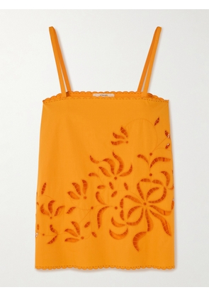 Vita Kin - Sisi Embroidered Broderie Anglaise Cotton Top - Orange - P,S,M