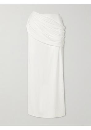 Maygel Coronel - + Net Sustain Meraki Asymmetric Stretch-jersey Maxi Skirt - Off-white - Petite,One Size,Extended