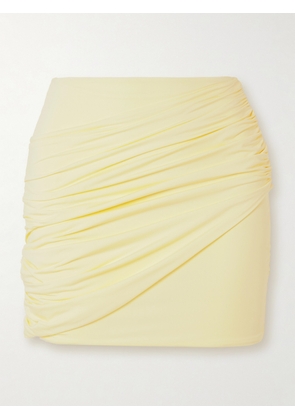 Maygel Coronel - + Net Sustain Ilios Ruched Stretch-jersey Mini Skirt - Yellow - Petite,One Size,Extended