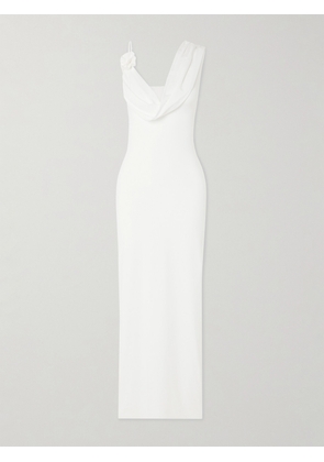 Maygel Coronel - + Net Sustain Xenia Draped Appliquéd Stretch-jersey Maxi Dress - Off-white - Petite,One Size,Extended