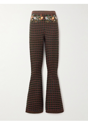 Etro - Embroidered Jacquard-knit Bootcut Pants - Brown - IT38,IT40,IT42,IT44,IT46,IT48