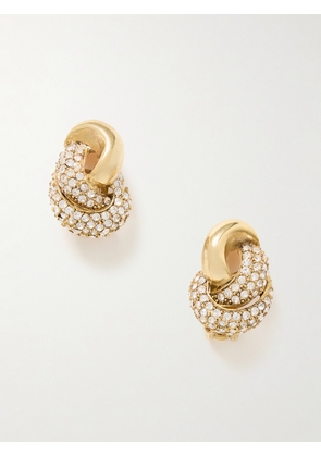 Oscar de la Renta - Love Knot Gold-tone Crystal Clip Earrings - One size