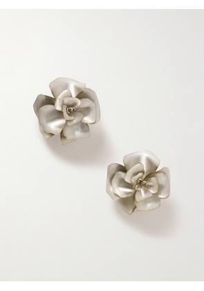 Oscar de la Renta - Gardenia Gold-tone Rubber Clip Earrings - White - One size