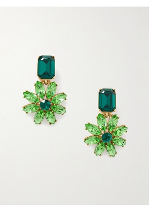 Oscar de la Renta - Daisy Gold-tone Crystal Clip Earrings - Green - One size