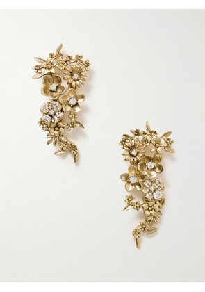 Oscar de la Renta - Flower Garden Gold-tone Crystal Earrings - One size