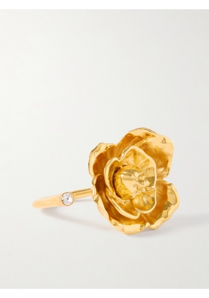 Oscar de la Renta - Gardenia Gold-tone Crystal Ring - One size