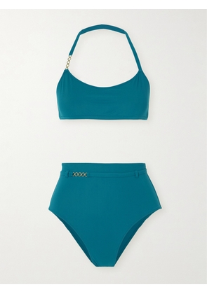 Lido - Sessantacinque Chain-embellished Halterneck Bikini - Blue - x small,small,medium,large,x large