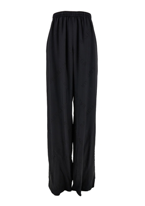 Balenciaga Black Tracksuit Pants With All-Over Bal Diagonal Motif In Viscose Jacquard Woman