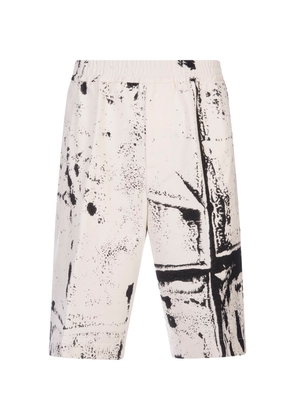 Alexander Mcqueen Fold Print Bermuda Shorts In Black And White