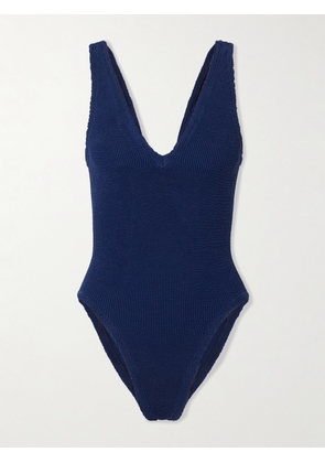 Hunza G - Sadie Seersucker Swimsuit - Blue - Beachwear One Size