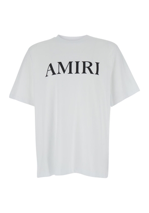 Amiri White T-Shirt With Logo Lettering Print In Cotton Man