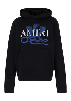 Amiri Black Hoodie With Snakes And Logo Lettering Print In Cotton Man