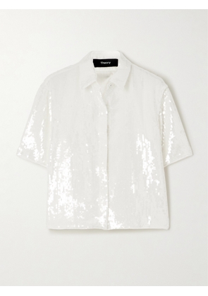 Theory - Sequined Recycled-crepe Shirt - White - x small,small,medium,large,x large