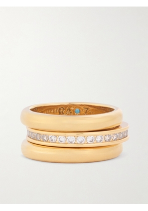 Roxanne Assoulin - The Luminaries Set Of Three Gold-plated Crystal Rings - 7