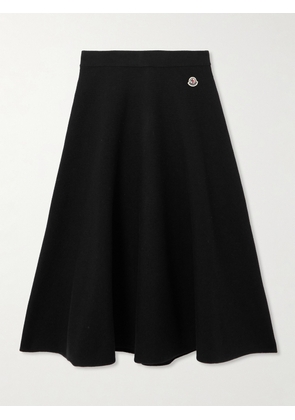 Moncler - Appliquéd Knitted Wool And Cotton-blend Midi Skirt - Black - xx small,x small,small,medium,large,x large