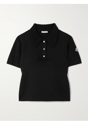 Moncler - Appliquéd Cotton Polo Shirt - Black - x small,small,medium,large