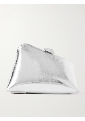 The Attico - Midnight Metallic Crinkled-leather Clutch - Silver - One size