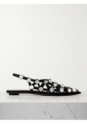 The Attico - Grid Studded Suede Slingback Point-toe Flats - Black - IT36,IT37,IT37.5,IT38,IT38.5,IT39,IT40,IT41