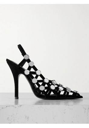 The Attico - Grid Studded Suede Slingback Pumps - Black - IT36,IT37,IT37.5,IT38,IT38.5,IT39,IT40,IT41