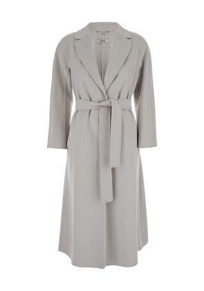 's Max Mara Esturia Light Grey Coat With Matching Belt In Wool Woman