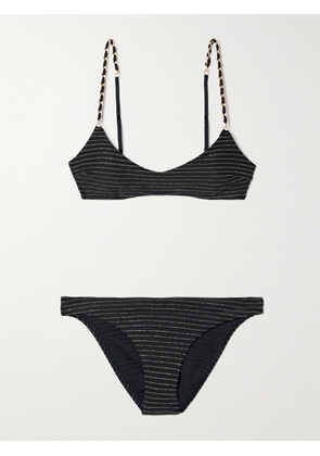 Zimmermann - Waverly Chain-embellished Metallic Striped Bikini - Black - 0,1,2,3,4