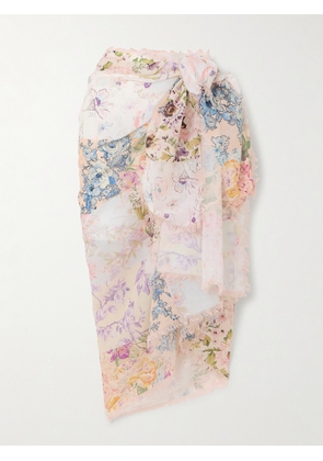 Zimmermann - Frayed Floral-print Cotton-voile Pareo - Multi - One size