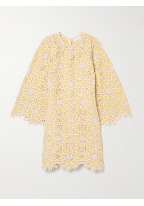Zimmermann - Golden Cotton-lace Mini Dress - Yellow - 00,0,1,2,3,4