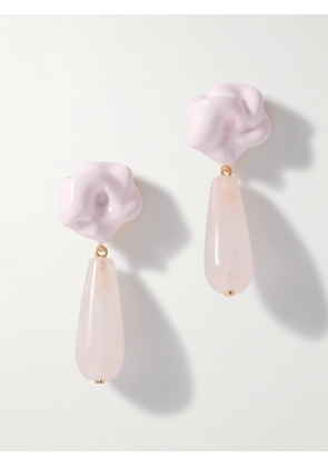 Completedworks - Gold-plated, Rose Quartz And Enamel Earrings - Pink - One size