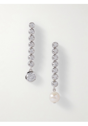 Completedworks - Ascent Recycled Rhodium-plated Pearl And Cubic Zirconia Earrings - Silver - One size