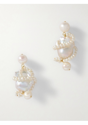 Completedworks - Carvings Recycled Gold Vermeil Pearl Earrings - White - One size