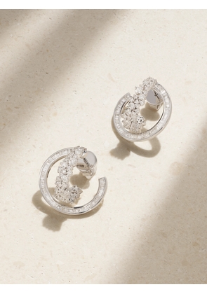 Ananya - Scatter Double 18-karat White Gold Diamond Hoop Earrings - One size