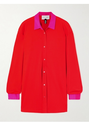 AZ Factory - + Lutz Huelle Aka Appliquéd Two-tone Satin-jersey Shirt - Red - FR34,FR36,FR38,FR40,FR42