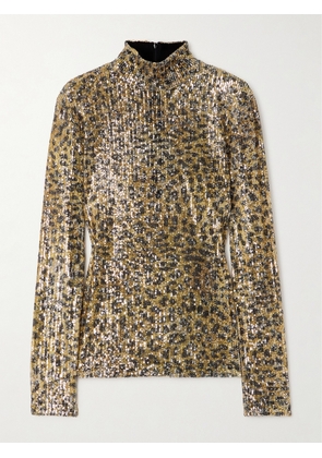 AZ Factory - Romy Sequin-embellished Leopard-print Mesh Turleneck Top - Multi - FR34,FR36,FR38,FR40,FR42