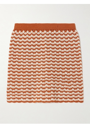 ESCVDO - Striped Crocheted Cotton Mini Skirt - Red - x small,small,medium,large