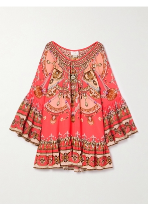 Camilla - Crystal-embellished Printed Silk Crepe De Chine Mini Dress - Pink - x small,small,medium,large,x large,xx large