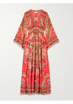 Camilla - Crystal-embellished Printed Silk-crepe Maxi Dress - Pink - x small,small,medium,large,x large,xx large