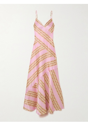 LoveShackFancy - Azalea Floral-print Silk-satin Maxi Dress - Pink - xx small,x small,small,medium,large