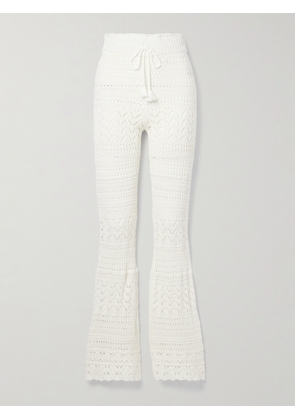 LoveShackFancy - Fosta Crocheted Cotton Flared Pants - White - x small,small,medium,large
