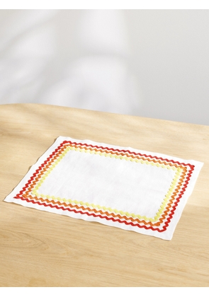 Aquazzura Casa - Ric Rac Set Of Two Woven Linen Placemats - Red - One size