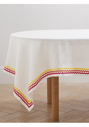 Aquazzura Casa - Ric Rac Woven Linen Tablecloth, 160cm X 300cm - Red - One size
